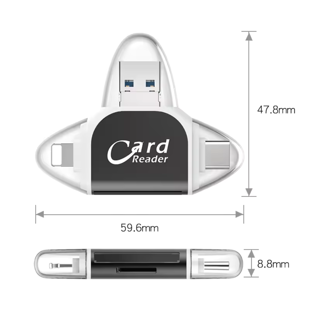 SyncMate™ | Multiport 4-i-1 Universell SD/TF Kortläsare